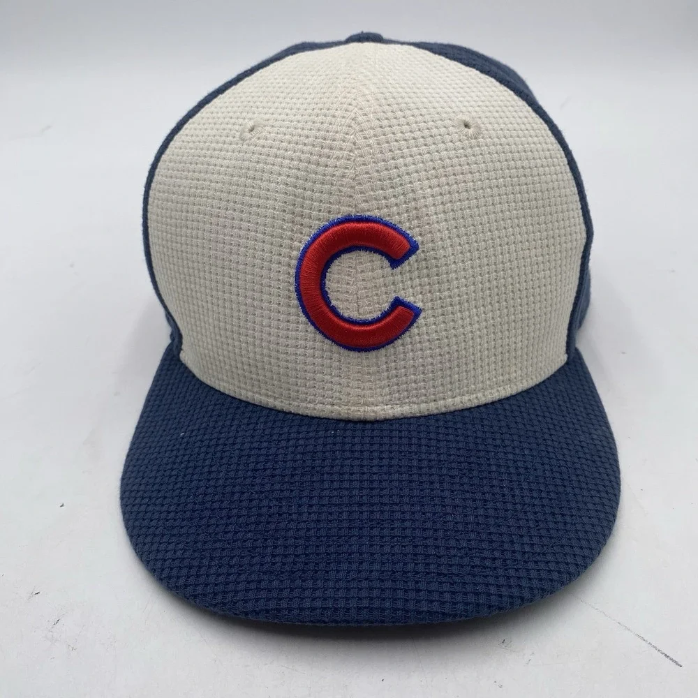 Chicago‎ Cubs Hat New Era 59fifty Fitted Size 7 3/4 Blue White Cleaned Flag VGC